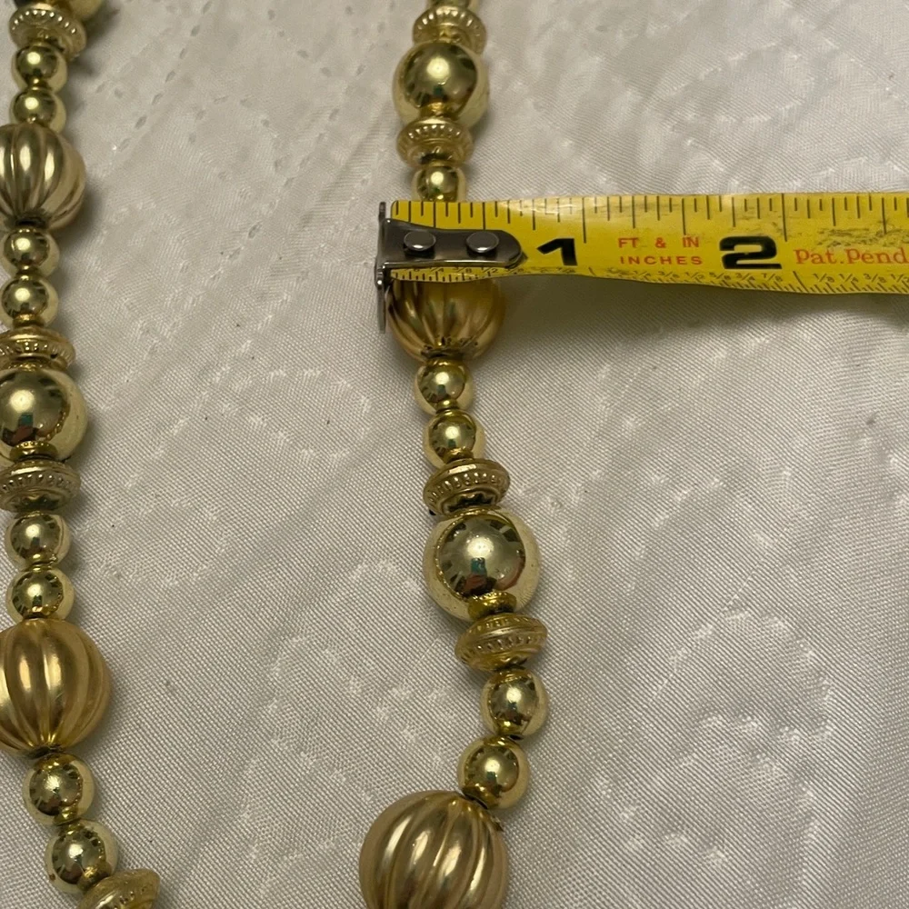 Set of 2 Strands Gold Tone Beaded Christmas Garland with Different Shapes & Size